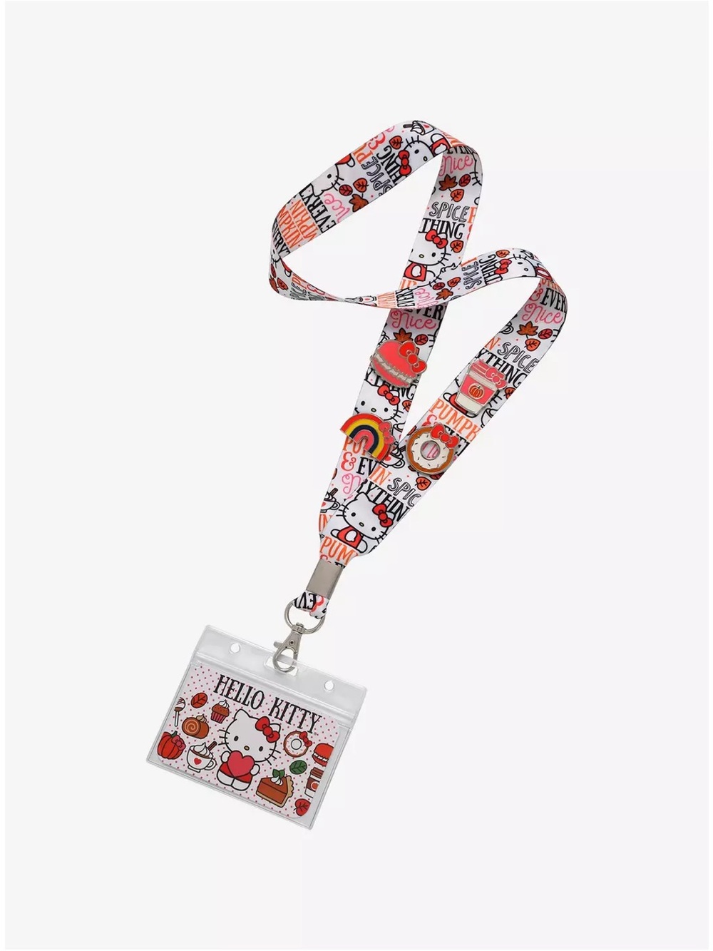 Hello Kitty Pumpkin Spice Lanyard with Cardholder & 4 Enamel Pins